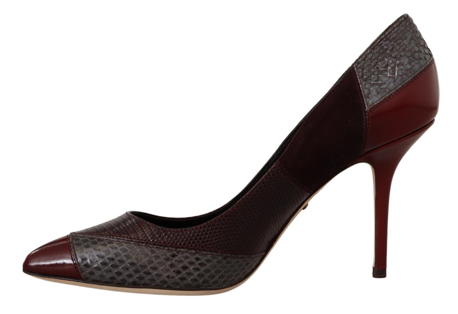 Mehrfarbige Pumps aus exotischem Leder