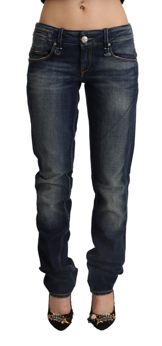 Schicke dunkelblaue Skinny Jeans mit niedriger Taille