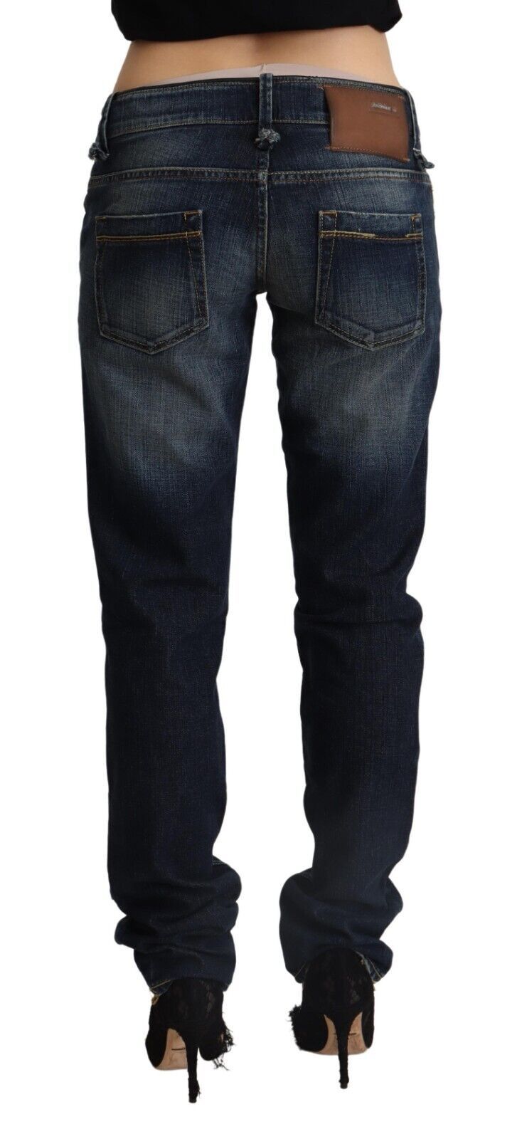 Schicke dunkelblaue Skinny Jeans mit niedriger Taille