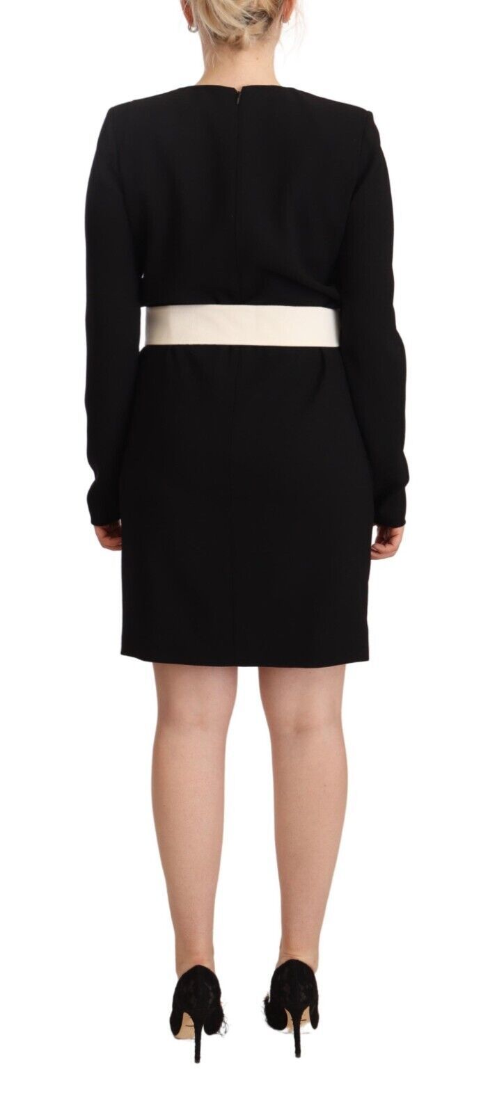 Elegantes schwarzes Woll-Minikleid mit Gürtel