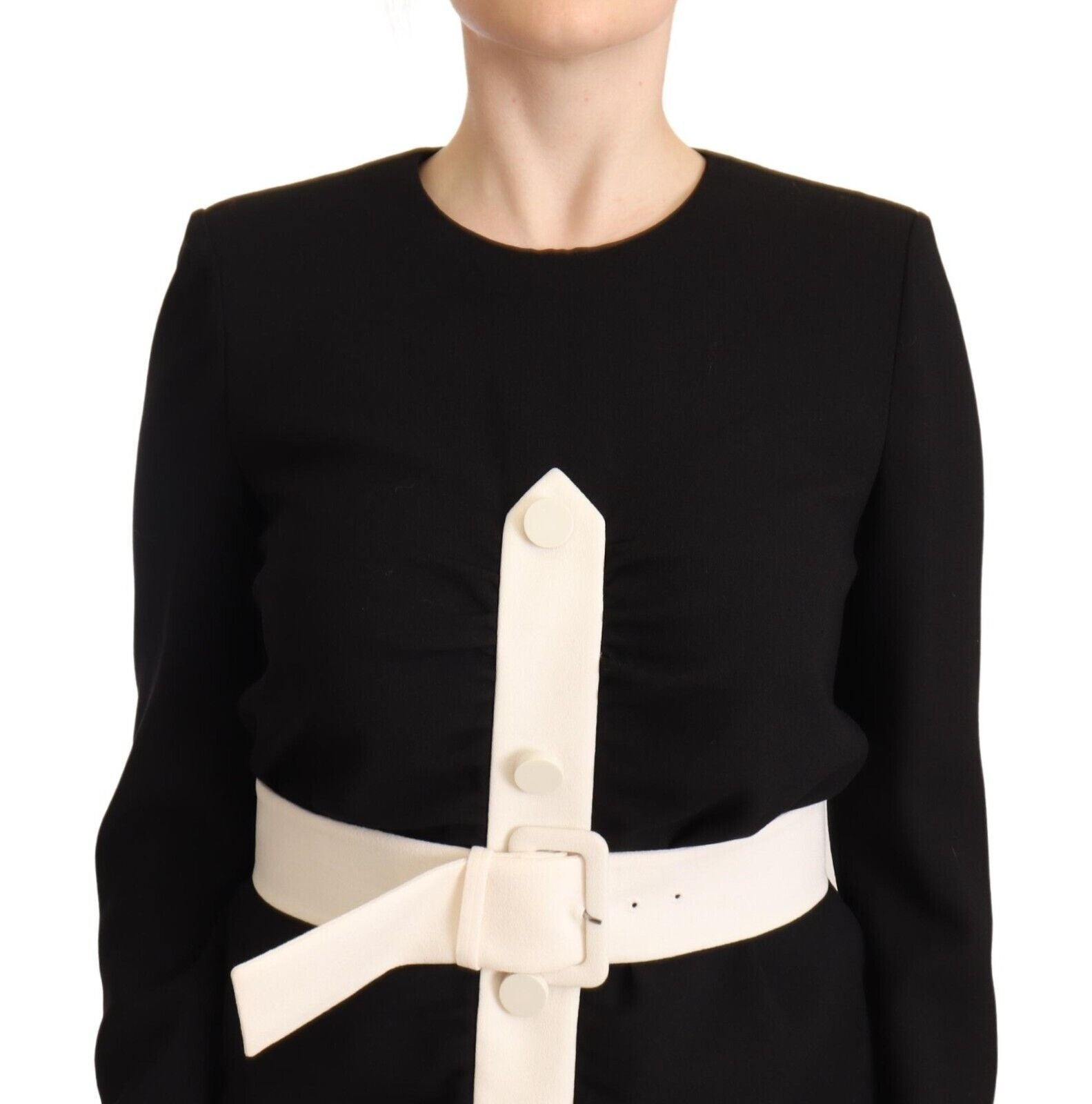 Elegantes schwarzes Woll-Minikleid mit Gürtel