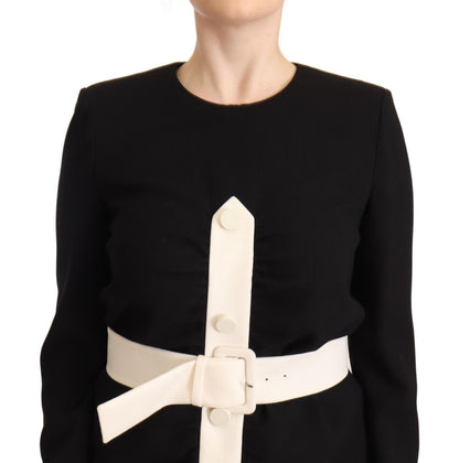 Elegantes schwarzes Woll-Minikleid mit Gürtel