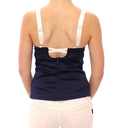 Blaues Stretch-Tanktop mit Matrosenmotiv