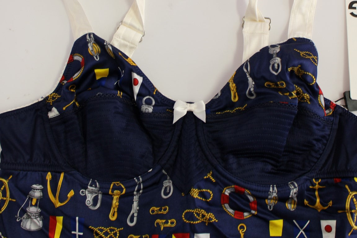Blaues Stretch-Tanktop mit Matrosenmotiv