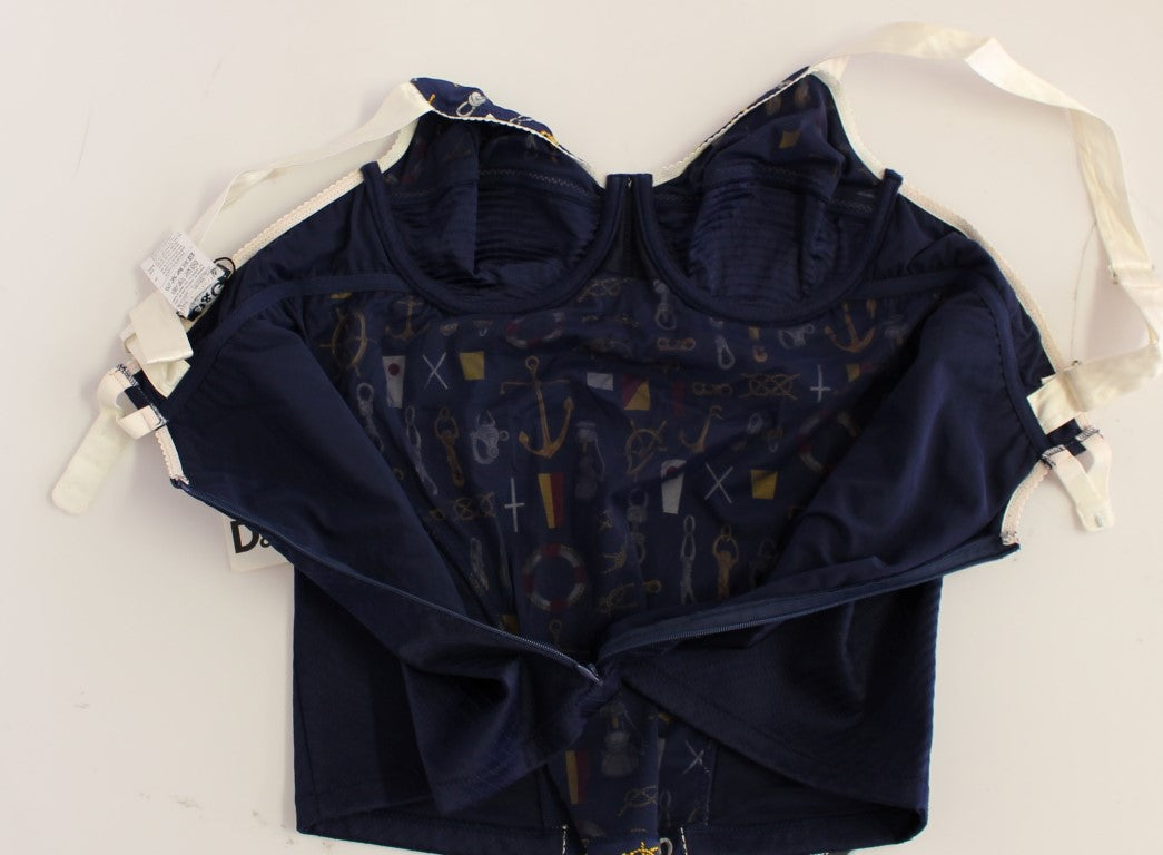 Blaues Stretch-Tanktop mit Matrosenmotiv