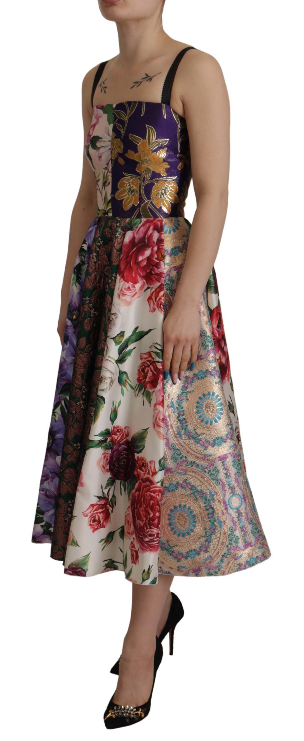 Elegantes Patchwork-Kleid aus Seidenmischung