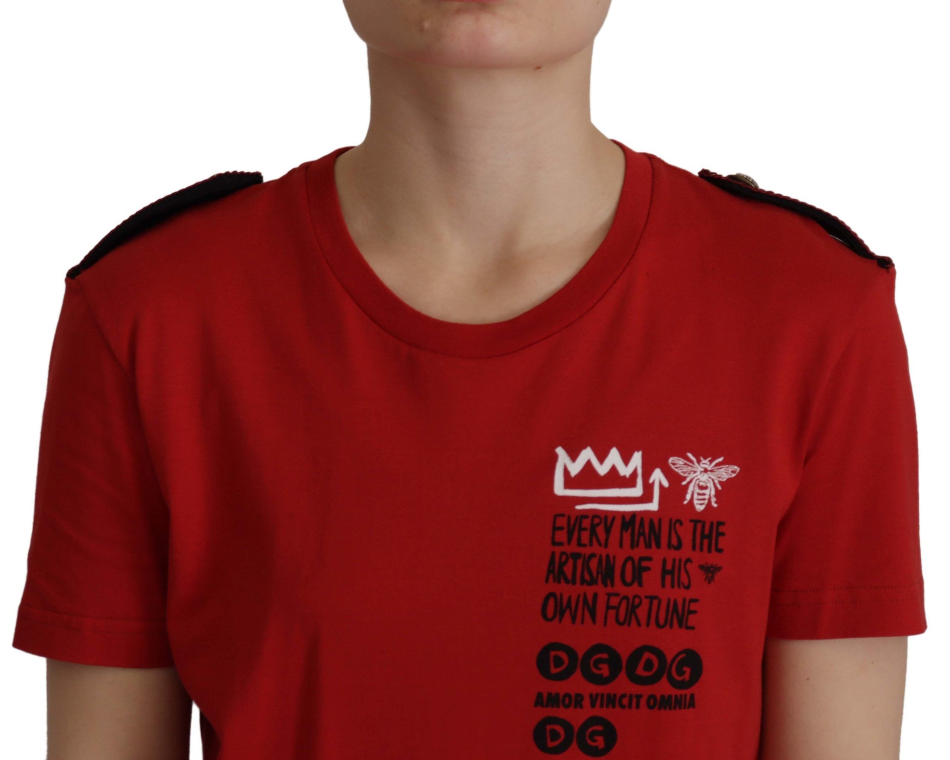 Elegantes rotes Baumwoll-T-Shirt mit Rundhalsausschnitt