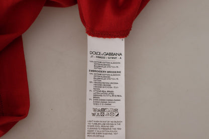 Elegantes rotes Baumwoll-T-Shirt mit Rundhalsausschnitt