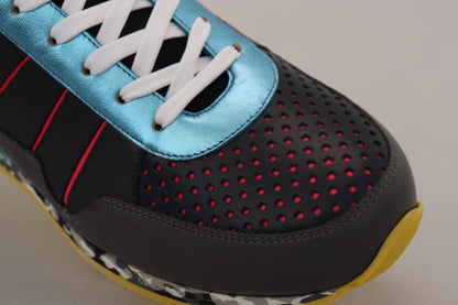 Mehrfarbige Low-Top-Sneakers aus Ledermischung