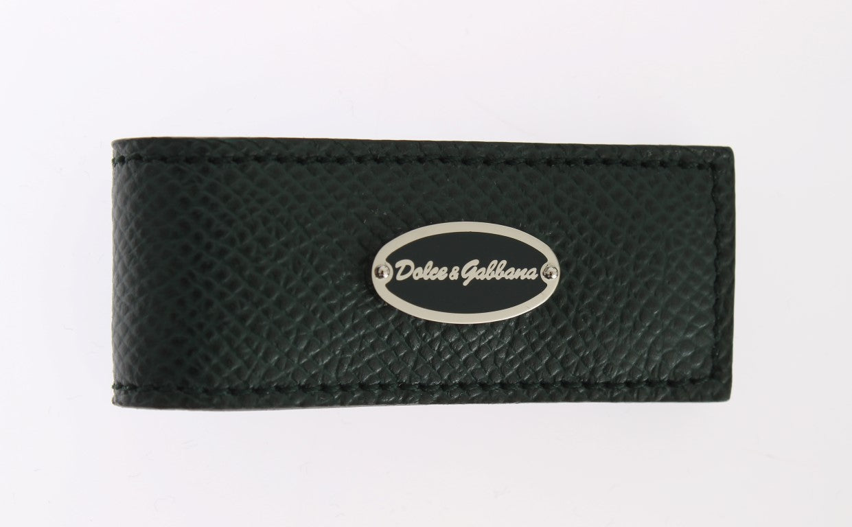 Elegante Geldscheinklammer aus grünem Leder
