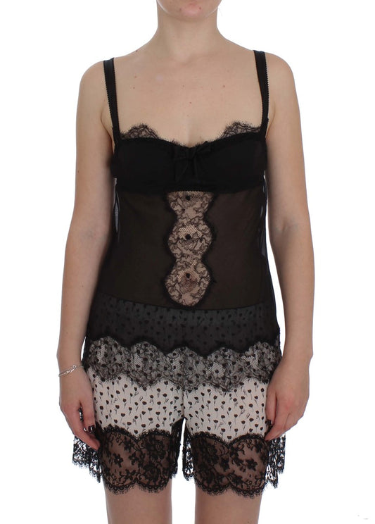 Elegantes Babydoll-Hemdchen aus Seiden-Blumenspitze