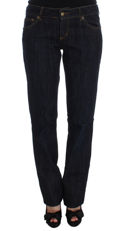 Schicke blaue Straight Fit Designer Jeans