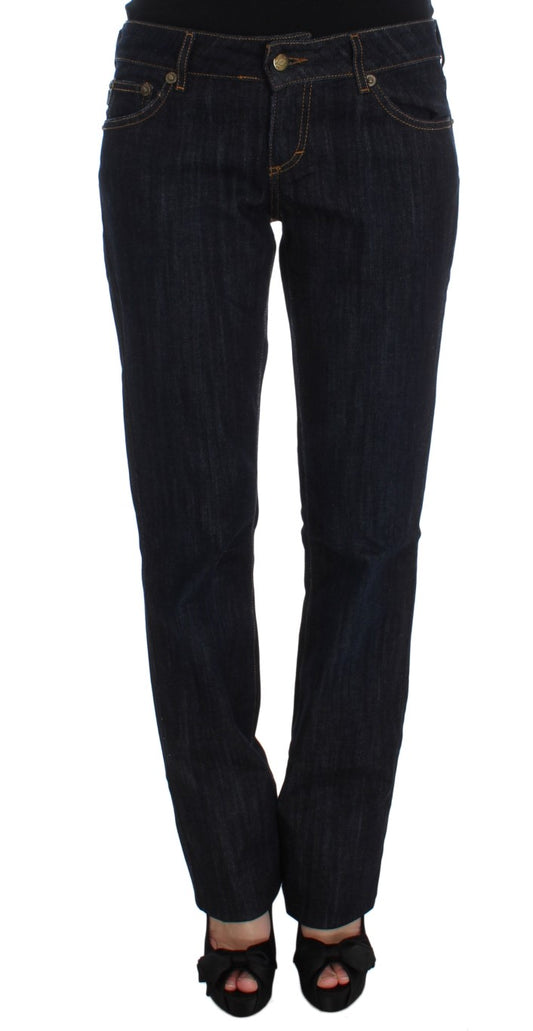 Schicke blaue Straight Fit Designer Jeans