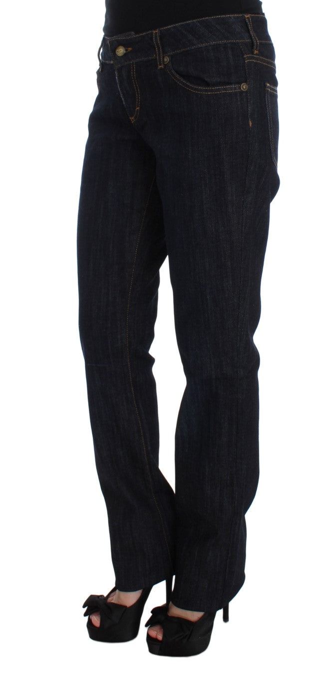 Schicke blaue Straight Fit Designer Jeans