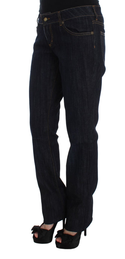 Schicke blaue Straight Fit Designer Jeans