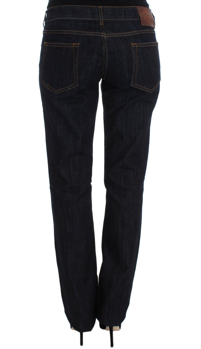 Schicke blaue Straight Fit Designer Jeans