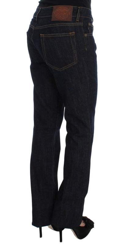 Schicke blaue Straight Fit Designer Jeans