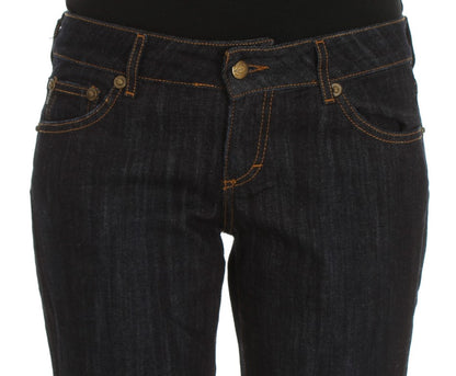 Schicke blaue Straight Fit Designer Jeans
