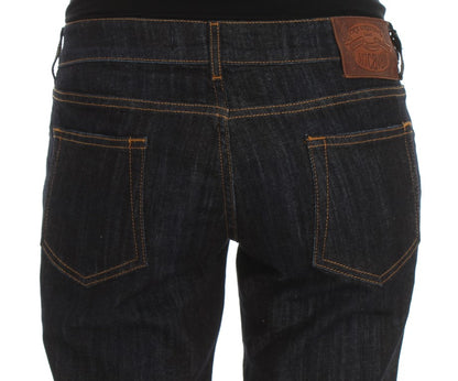 Schicke blaue Straight Fit Designer Jeans
