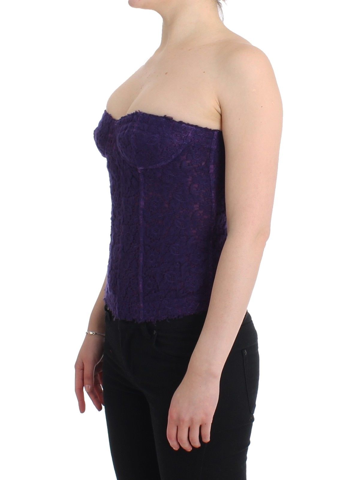 Lila Bustier-Korsett aus Spitzen-Seidenmischung