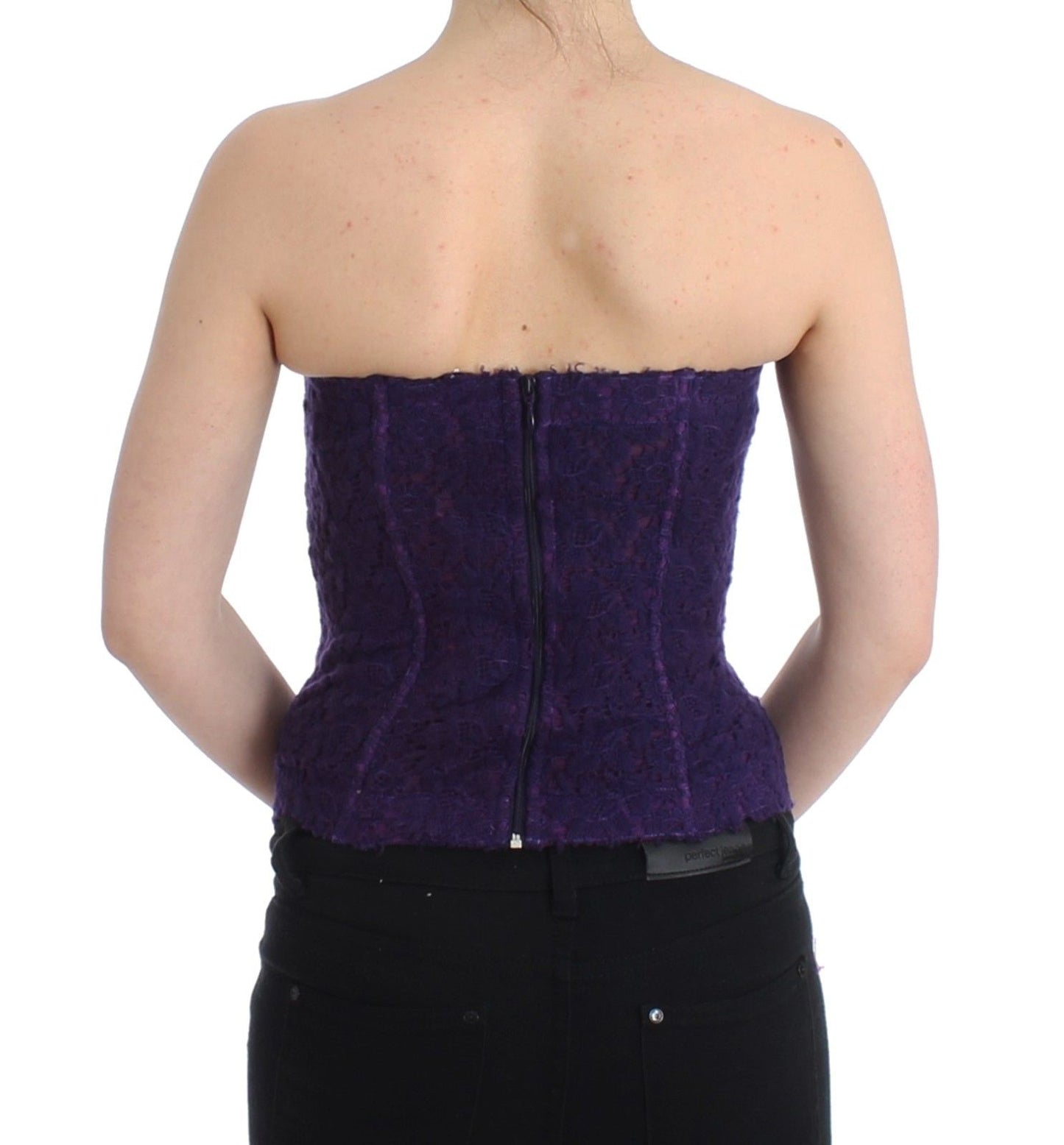 Lila Bustier-Korsett aus Spitzen-Seidenmischung