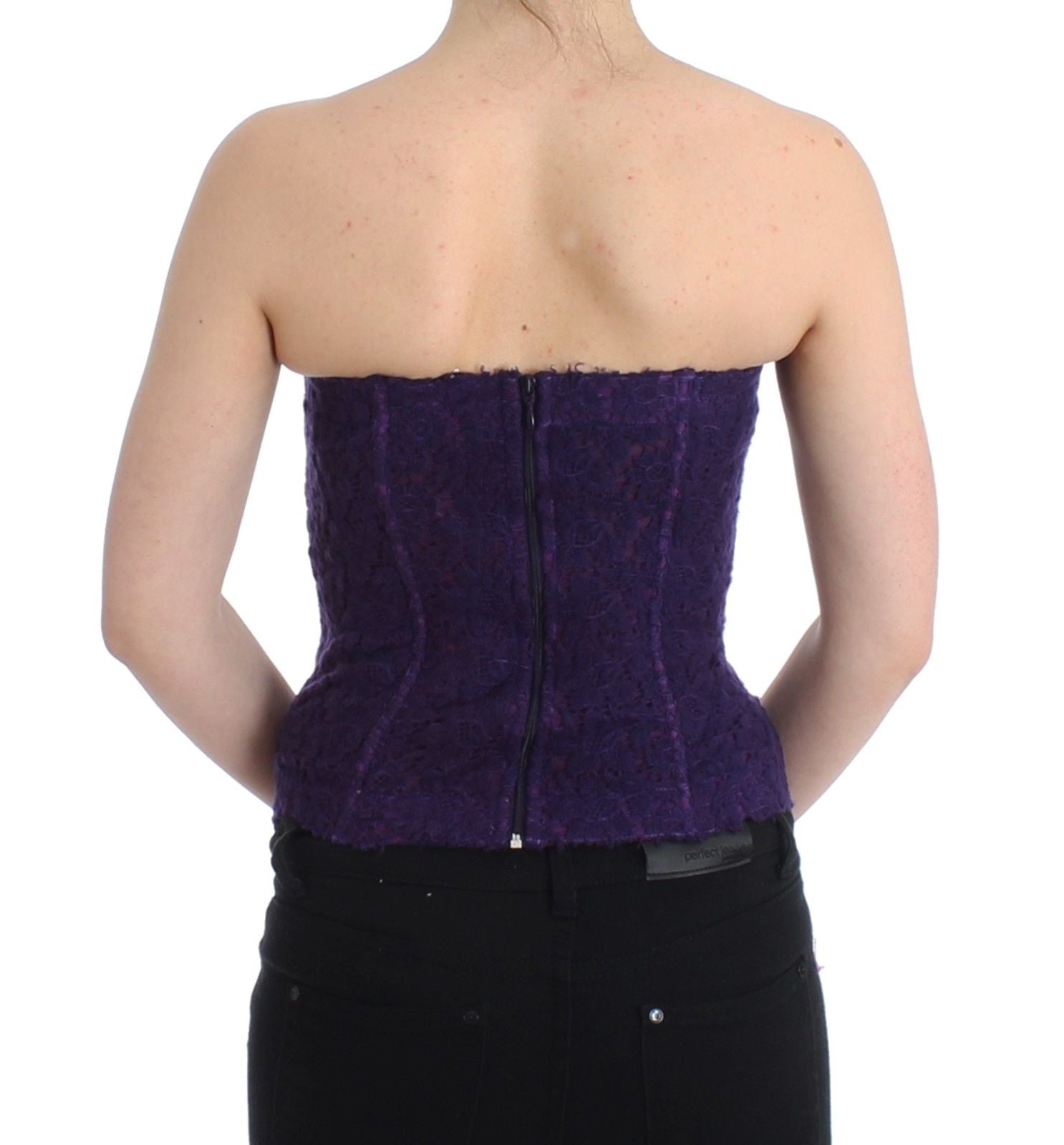Lila Bustier-Korsett aus Spitzen-Seidenmischung
