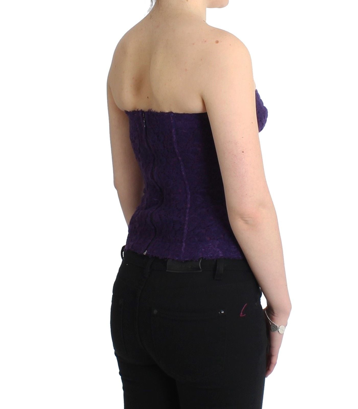 Lila Bustier-Korsett aus Spitzen-Seidenmischung