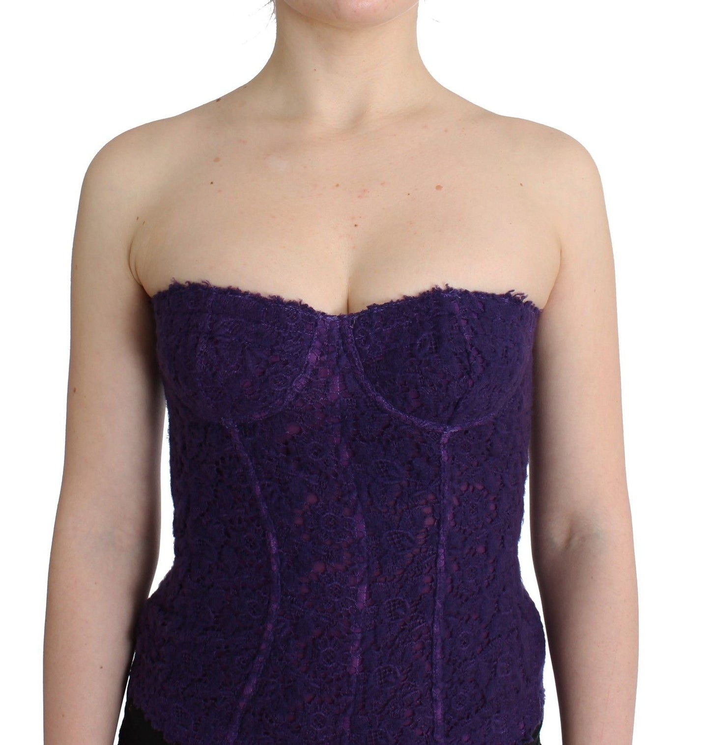 Lila Bustier-Korsett aus Spitzen-Seidenmischung