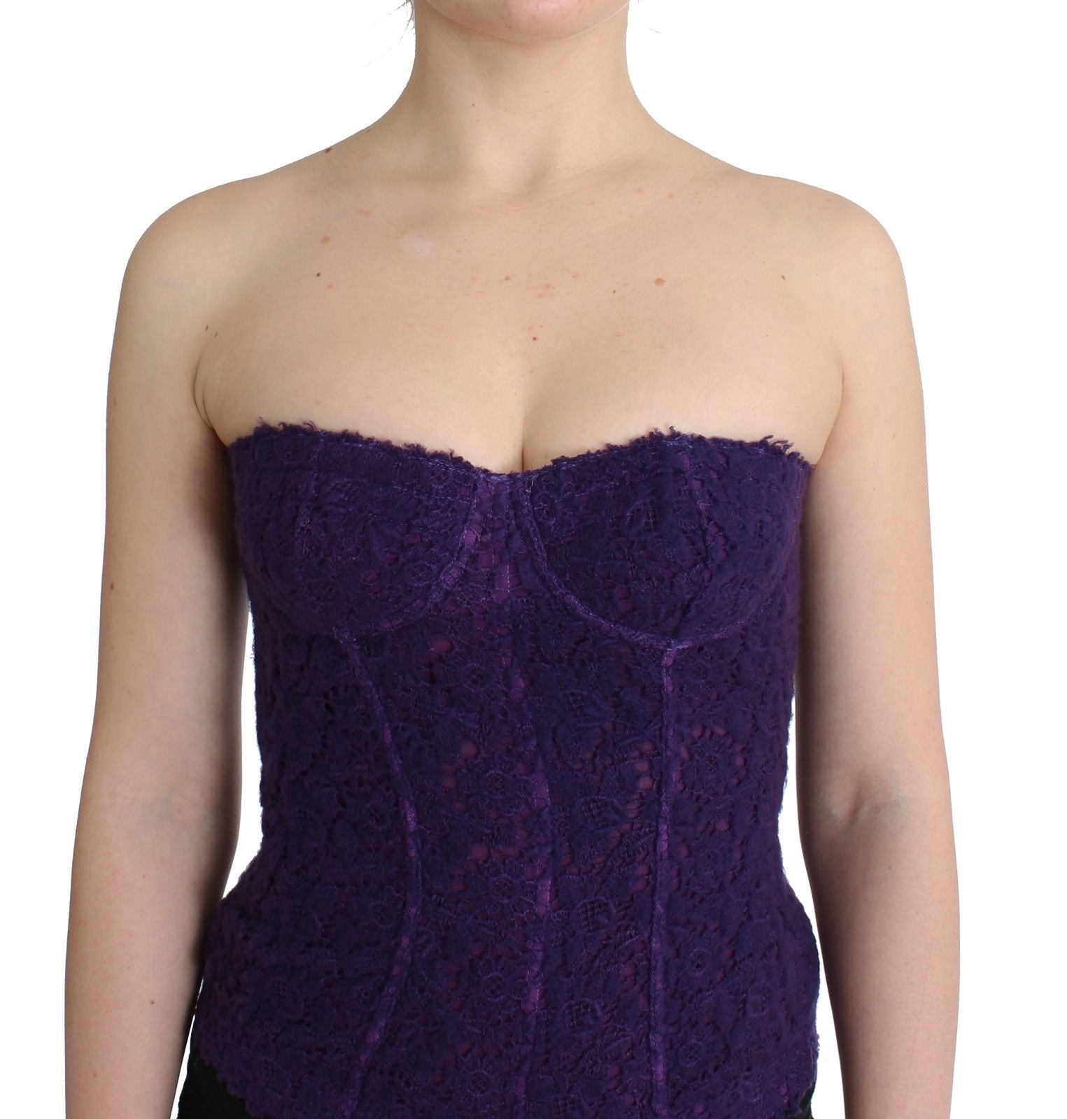 Lila Bustier-Korsett aus Spitzen-Seidenmischung