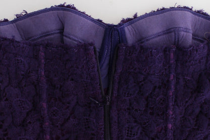 Lila Bustier-Korsett aus Spitzen-Seidenmischung