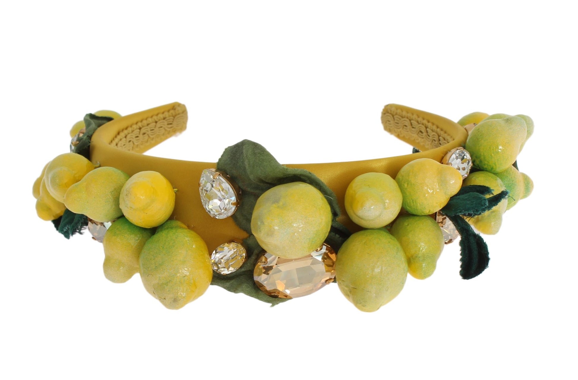 Exquisites Seidenkristall-Stirnband-Diadem mit Zitronenmotiv
