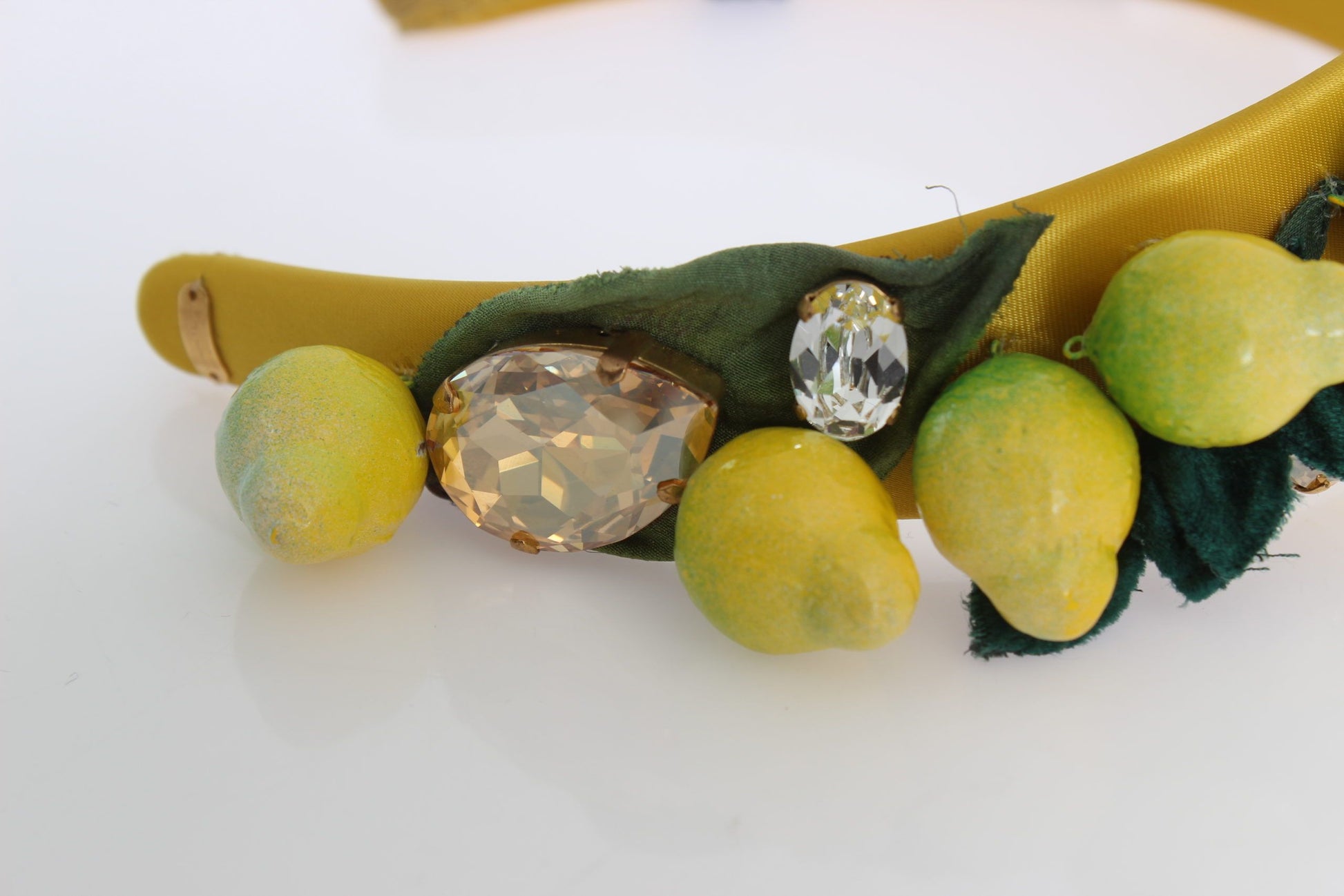 Exquisites Seidenkristall-Stirnband-Diadem mit Zitronenmotiv