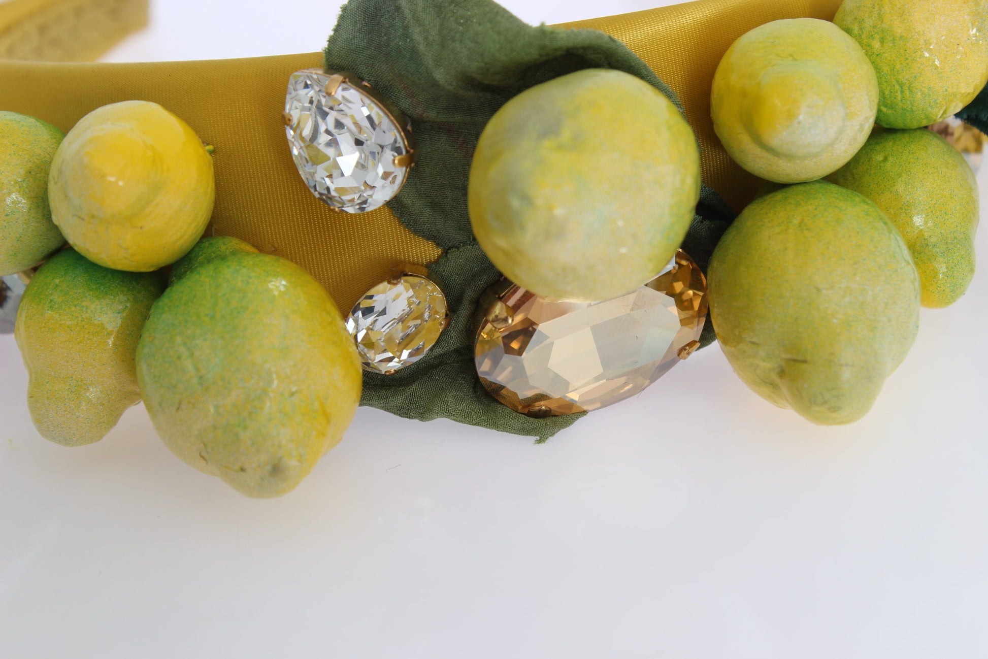 Exquisites Seidenkristall-Stirnband-Diadem mit Zitronenmotiv