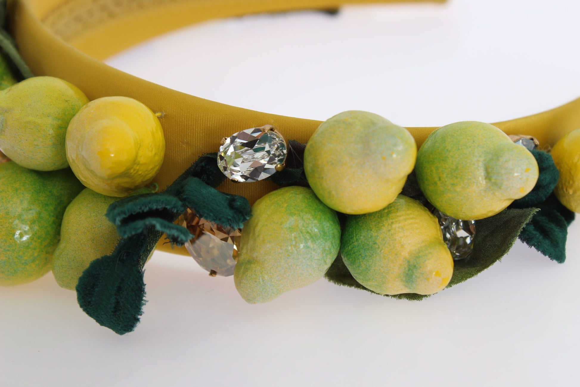 Exquisites Seidenkristall-Stirnband-Diadem mit Zitronenmotiv