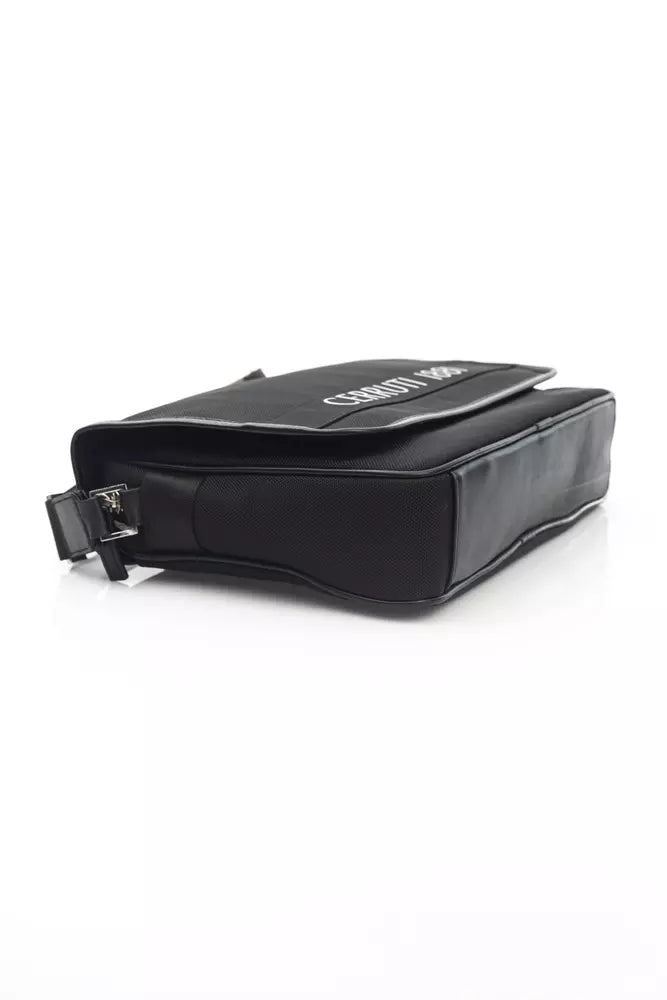 Black Leather Men Messenger Bag