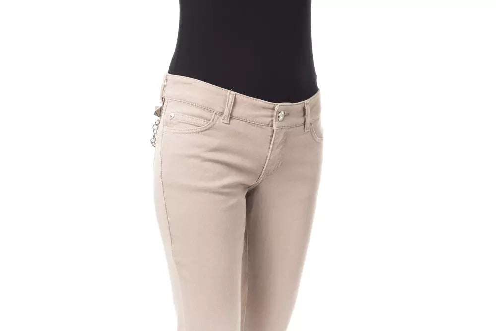 Beige Cotton Women Pant with Front and Back Pockets