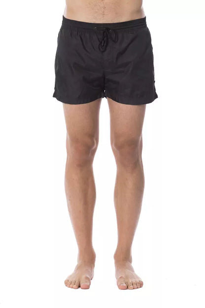 Black Polyester Men Swimsuit