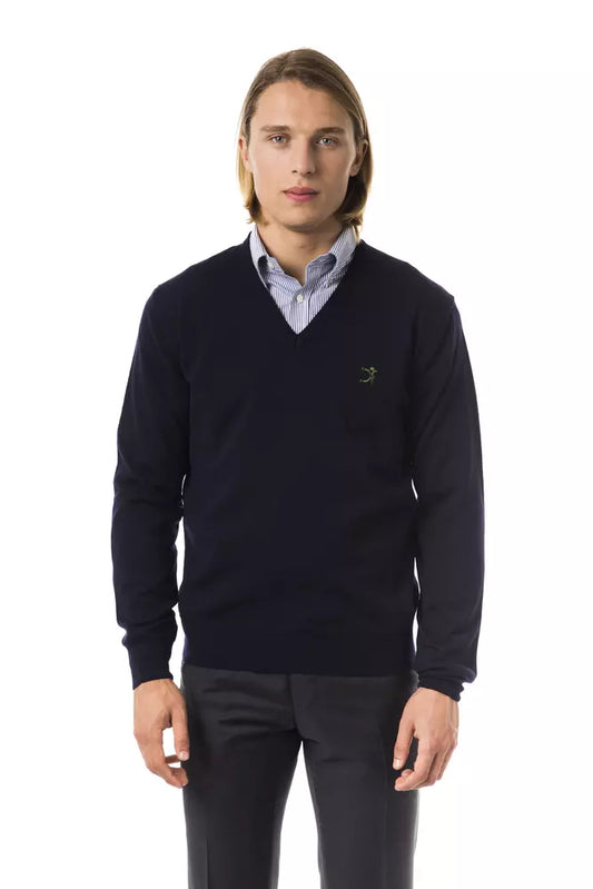 Blue Merino Wool Men's Sweater