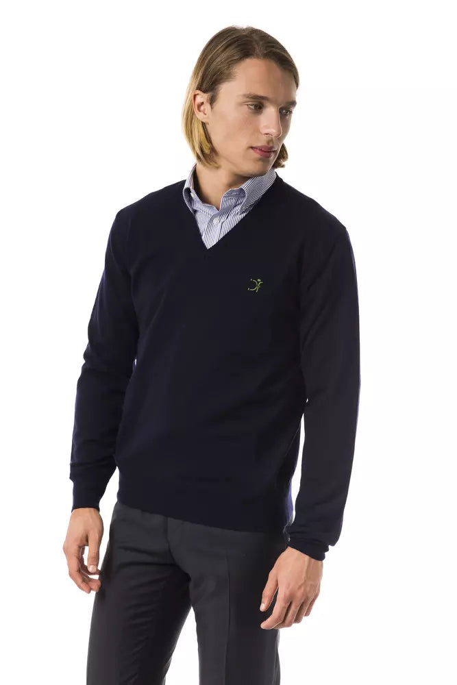 Blue Merino Wool Men's Sweater