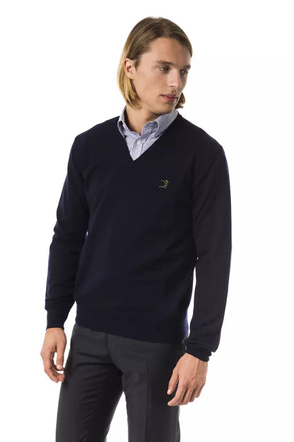 Blue Merino Wool Men's Sweater