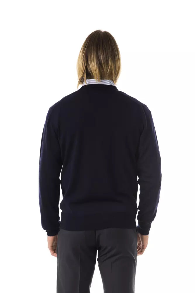 Blue Merino Wool Men's Sweater