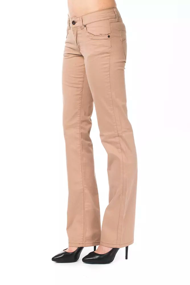 Beige Cotton Women Jeans