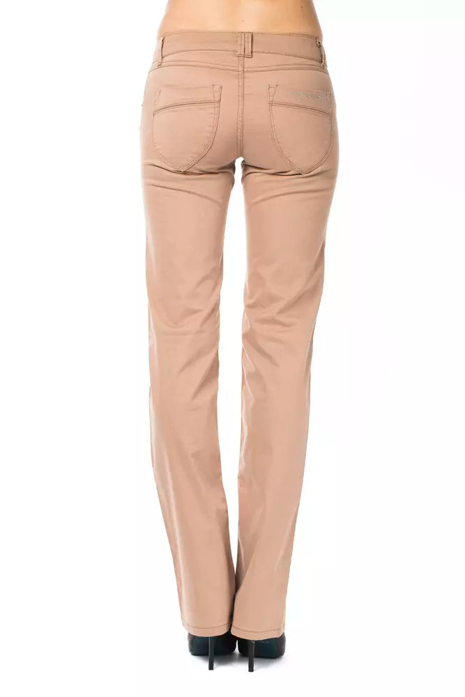Beige Cotton Women Jeans
