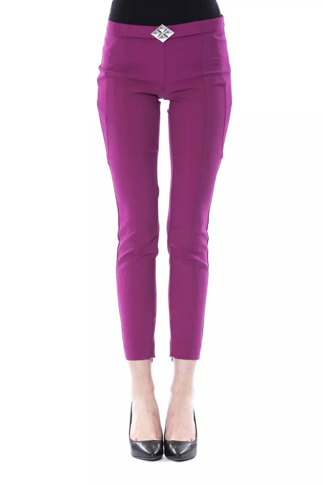 Lila Polyester Damenhose