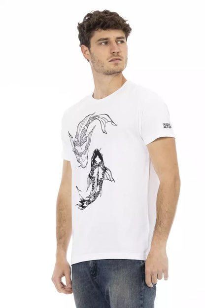 Schickes weißes Rundhals-Baumwoll-T-Shirt