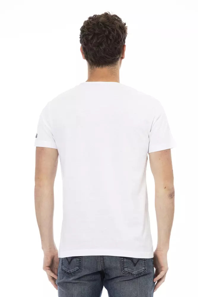 Schickes weißes Rundhals-Baumwoll-T-Shirt