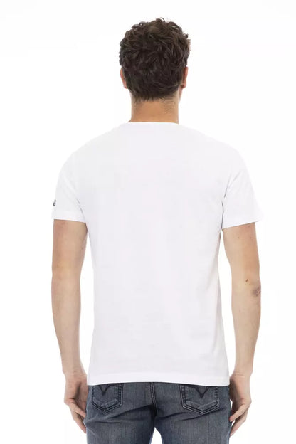 Schickes weißes Rundhals-Baumwoll-T-Shirt