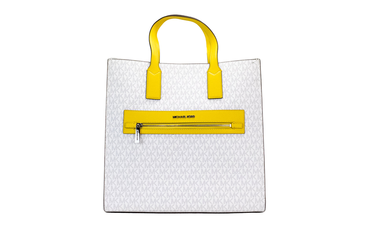 Kenly Große Signature North South Tote Computer-Handtasche aus PVC in Zitrusfarbe