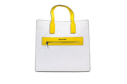 Kenly Große Signature North South Tote Computer-Handtasche aus PVC in Zitrusfarbe