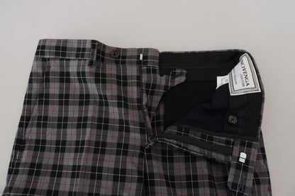 Elegante grau karierte Herren Chinos